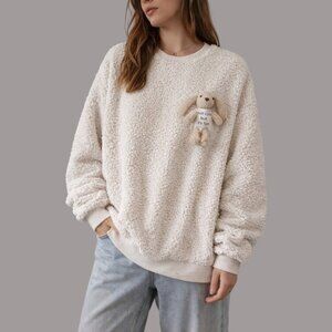 Kroché Paris Teddy Fleece Pullover Women TU (One Size) Cream Cute Cozy Unique